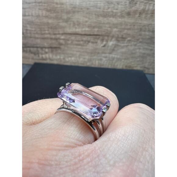 Vintage Rose de France amethyst sterling silver ring size 7 - Picture 3 of 16